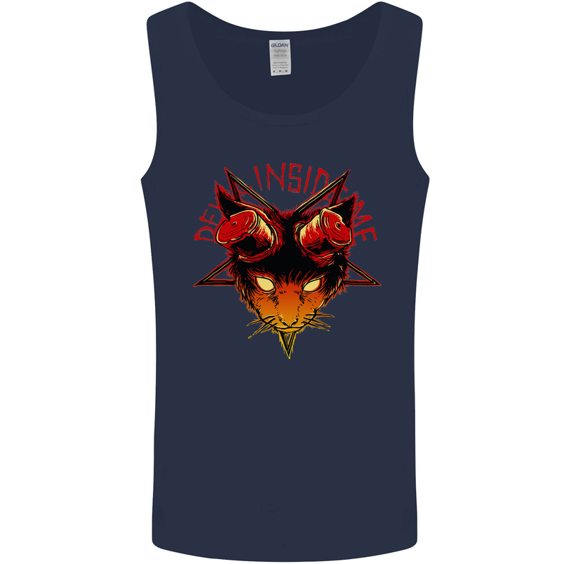 Devil Inside Me Satanic Cat Demon Evil Mens Vest Tank Top Navy Blue