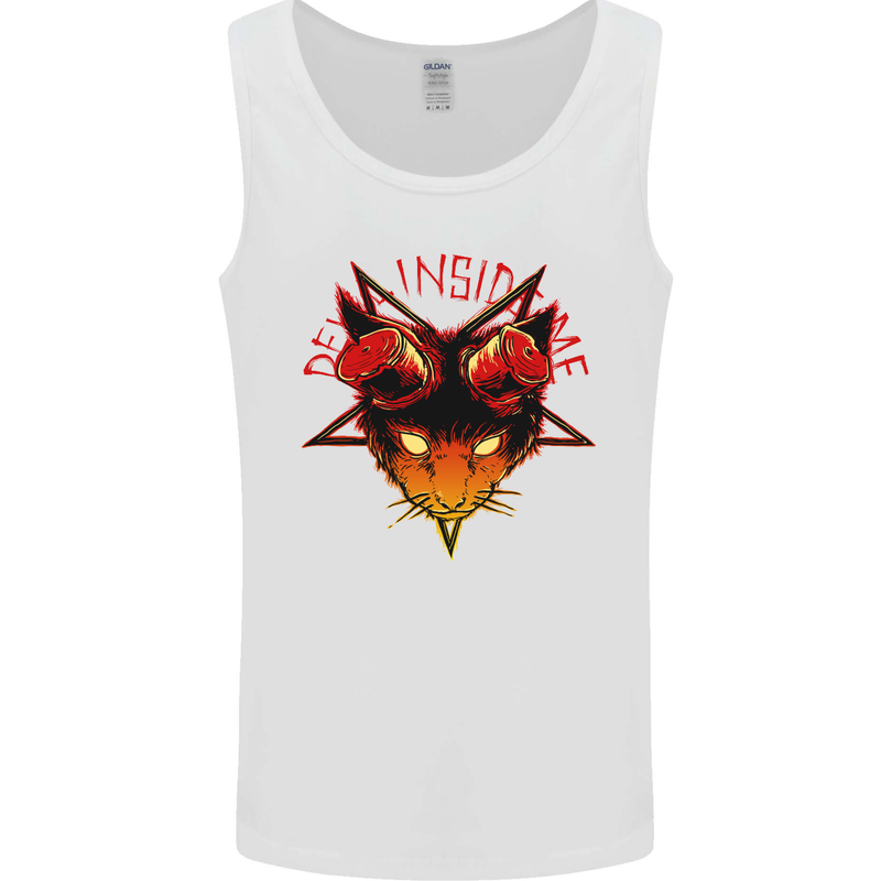 Devil Inside Me Satanic Cat Demon Evil Mens Vest Tank Top White