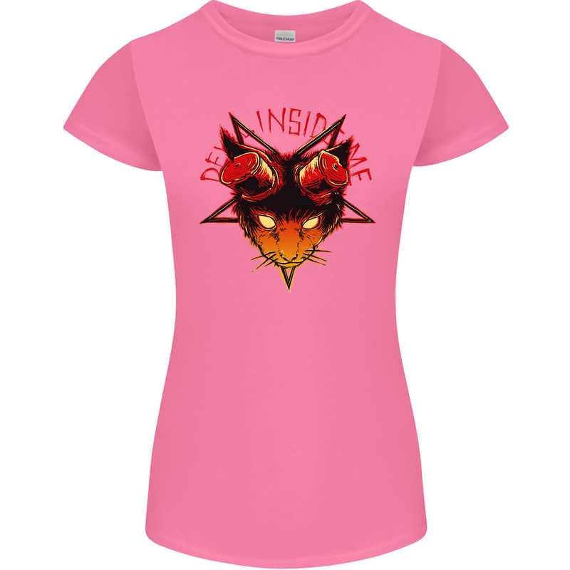 Devil Inside Me Satanic Cat Demon Evil Womens Petite Cut T-Shirt Azalea