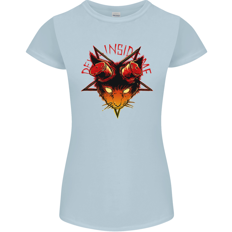 Devil Inside Me Satanic Cat Demon Evil Womens Petite Cut T-Shirt Light Blue