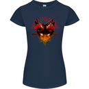 Devil Inside Me Satanic Cat Demon Evil Womens Petite Cut T-Shirt Navy Blue