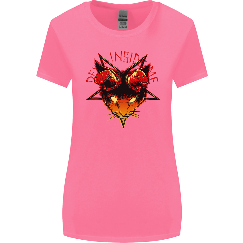 Devil Inside Me Satanic Cat Demon Evil Womens Wider Cut T-Shirt Azalea
