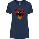 Devil Inside Me Satanic Cat Demon Evil Womens Wider Cut T-Shirt Navy Blue