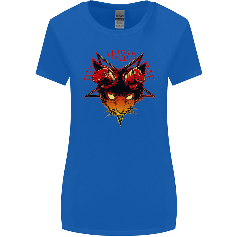 Devil Inside Me Satanic Cat Demon Evil Womens Wider Cut T-Shirt Royal Blue