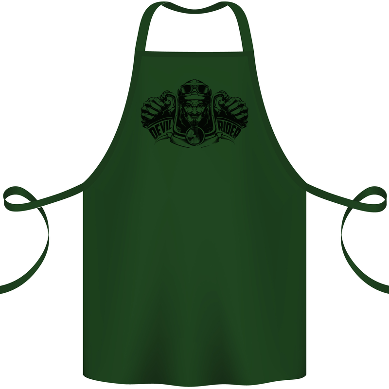 Devil Rider Motorcycle Motorbike Biker Cotton Apron 100% Organic Forest Green