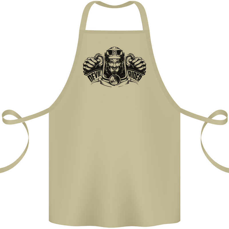 Devil Rider Motorcycle Motorbike Biker Cotton Apron 100% Organic Khaki