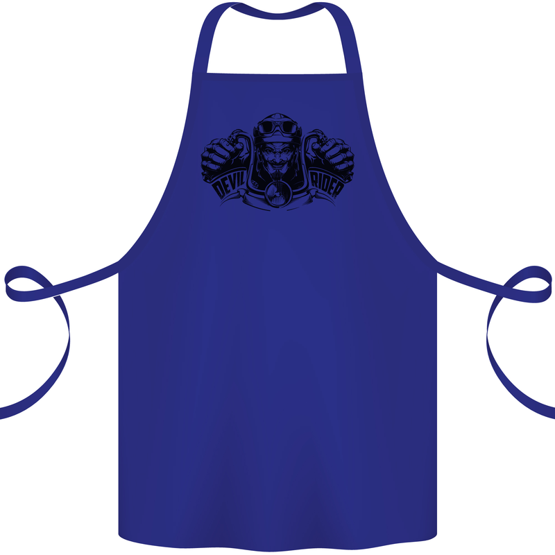 Devil Rider Motorcycle Motorbike Biker Cotton Apron 100% Organic Royal Blue