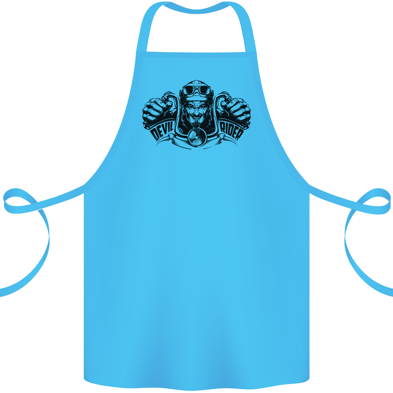 Devil Rider Motorcycle Motorbike Biker Cotton Apron 100% Organic Turquoise