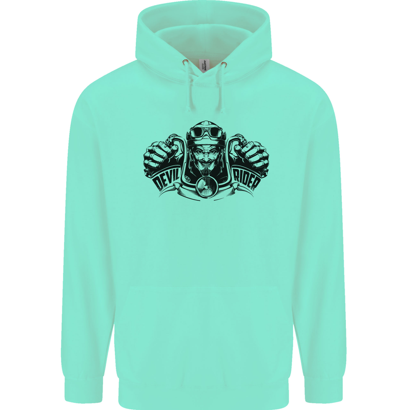 Devil Rider Motorcycle Motorbike Biker Mens 80% Cotton Hoodie Peppermint