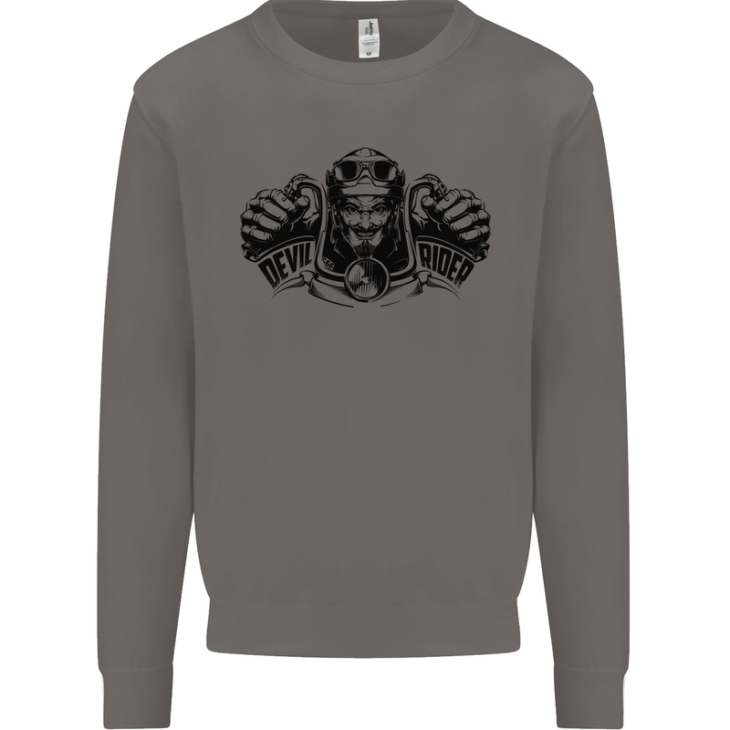 Devil Rider Motorcycle Motorbike Biker Mens Sweatshirt Jumper Charcoal