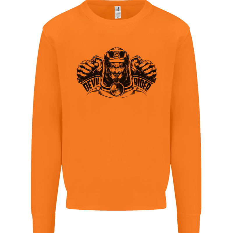 Devil Rider Motorcycle Motorbike Biker Mens Sweatshirt Jumper Orange