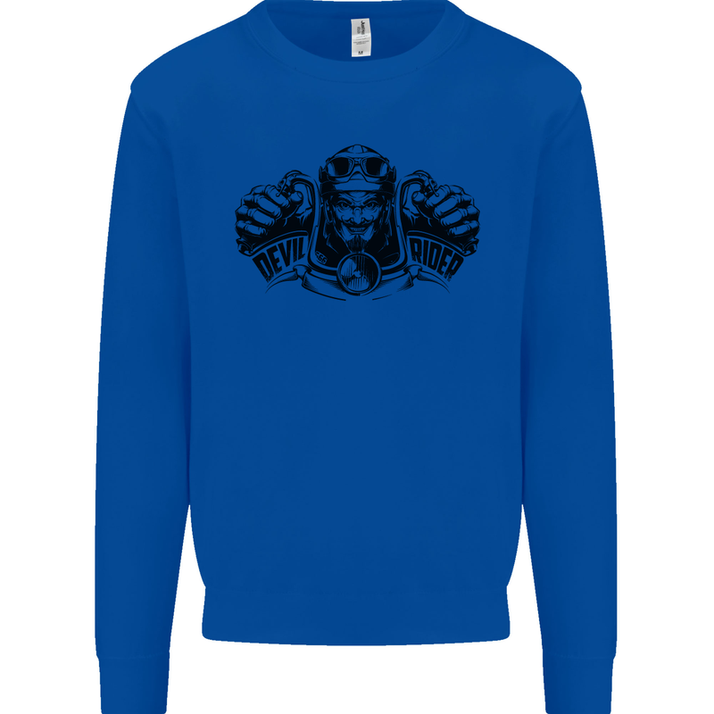Devil Rider Motorcycle Motorbike Biker Mens Sweatshirt Jumper Royal Blue