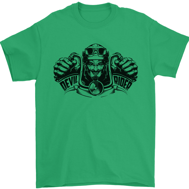 Devil Rider Motorcycle Motorbike Biker Mens T-Shirt Cotton Gildan Irish Green