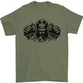 Devil Rider Motorcycle Motorbike Biker Mens T-Shirt Cotton Gildan Military Green