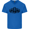 Devil Rider Motorcycle Motorbike Biker Mens V-Neck Cotton T-Shirt Royal Blue