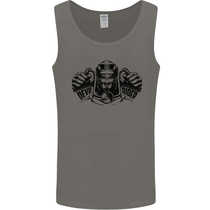Devil Rider Motorcycle Motorbike Biker Mens Vest Tank Top Charcoal