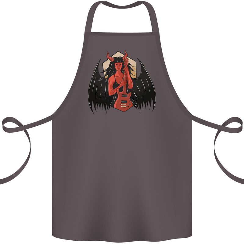 Devil Woman Guitar Death Heavy Metal Rock Cotton Apron 100% Organic Dark Grey