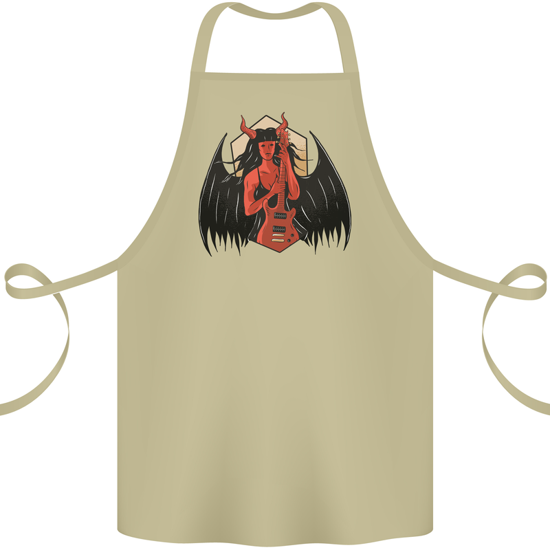Devil Woman Guitar Death Heavy Metal Rock Cotton Apron 100% Organic Khaki