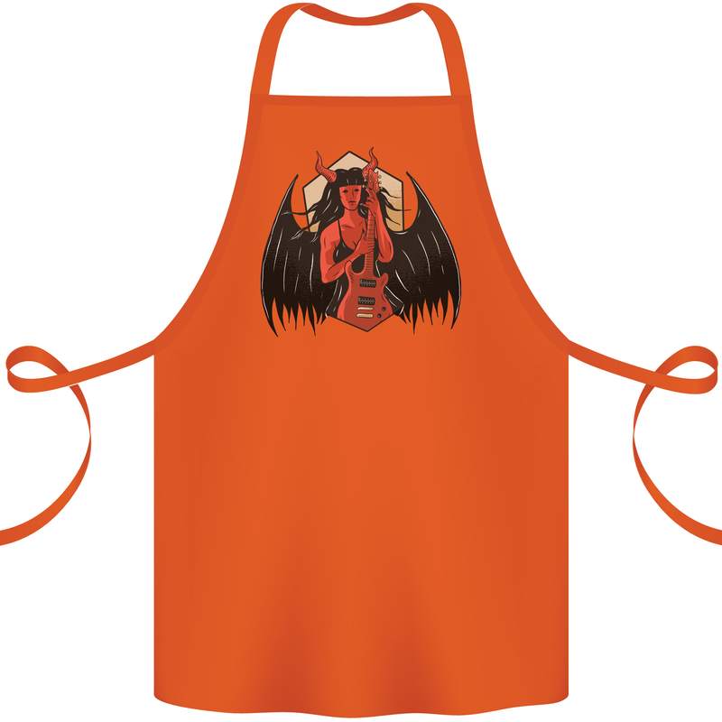 Devil Woman Guitar Death Heavy Metal Rock Cotton Apron 100% Organic Orange