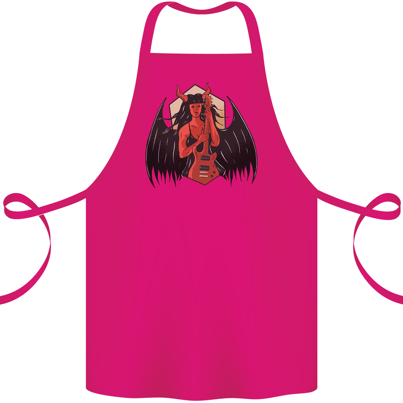Devil Woman Guitar Death Heavy Metal Rock Cotton Apron 100% Organic Pink