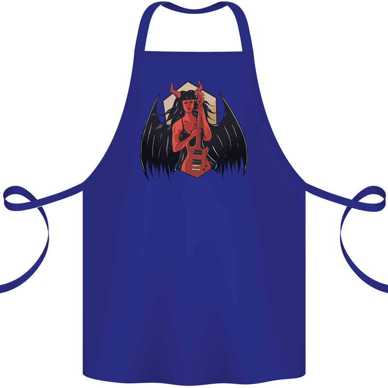 Devil Woman Guitar Death Heavy Metal Rock Cotton Apron 100% Organic Royal Blue