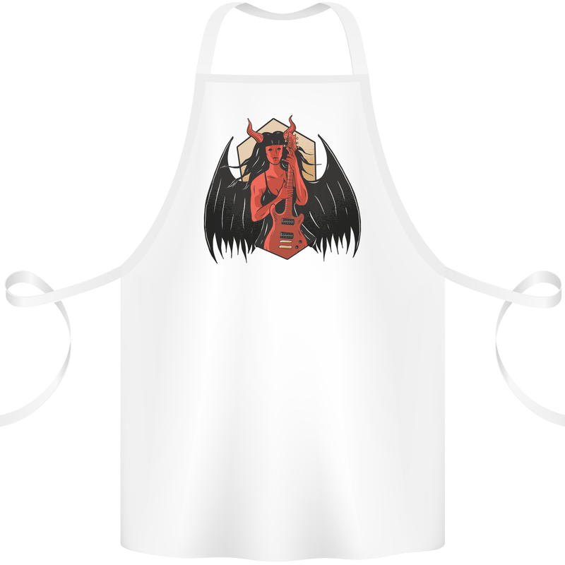 Devil Woman Guitar Death Heavy Metal Rock Cotton Apron 100% Organic White
