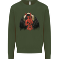 Devil Woman Guitar Death Heavy Metal Rock Kids Sweatshirt Jumper Forest Green