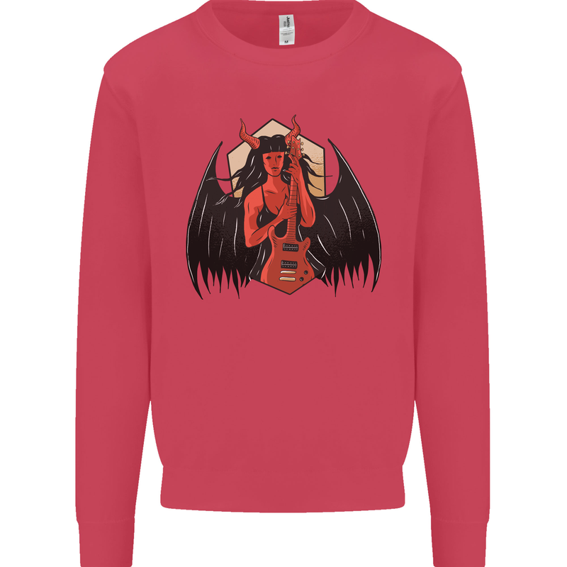 Devil Woman Guitar Death Heavy Metal Rock Kids Sweatshirt Jumper Heliconia