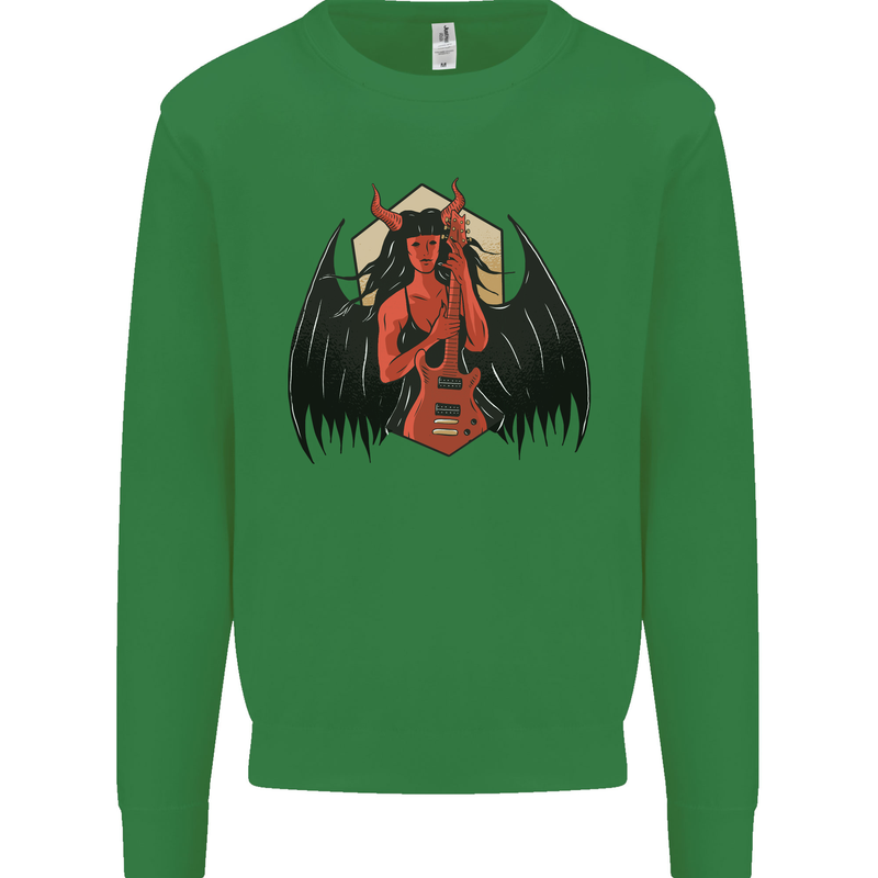 Devil Woman Guitar Death Heavy Metal Rock Kids Sweatshirt Jumper Irish Green