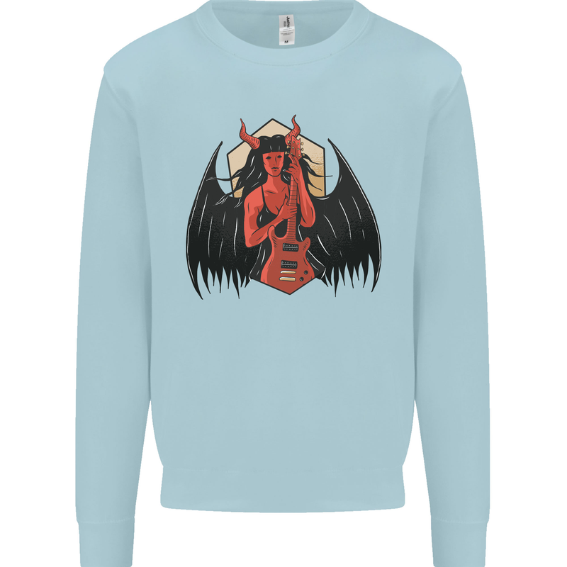 Devil Woman Guitar Death Heavy Metal Rock Kids Sweatshirt Jumper Light Blue