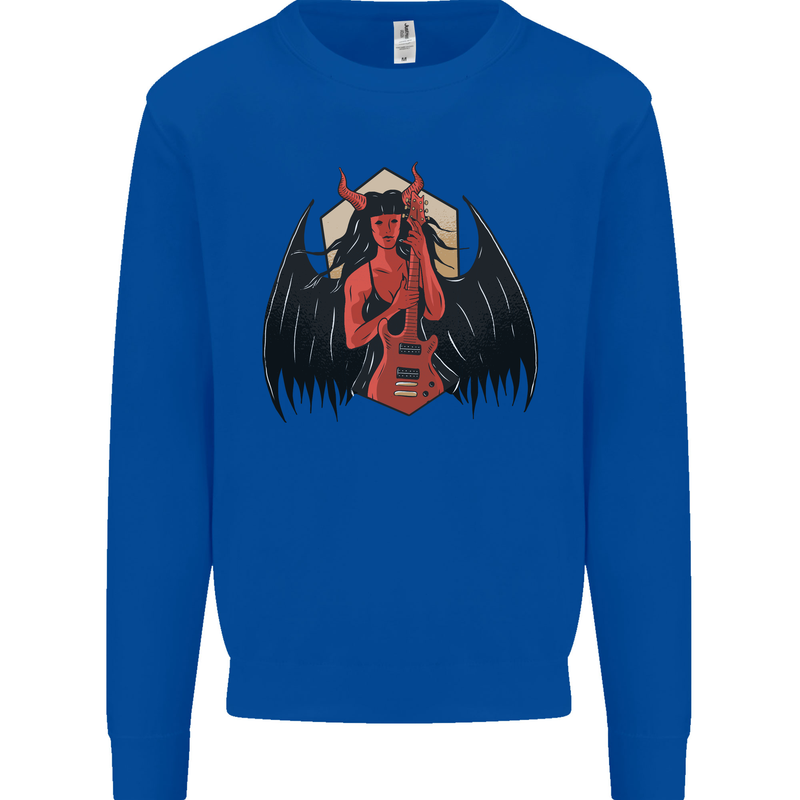 Devil Woman Guitar Death Heavy Metal Rock Kids Sweatshirt Jumper Royal Blue