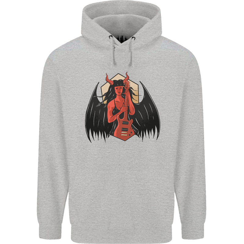 Devil Woman Guitar Death Heavy Metal Rock Mens 80% Cotton Hoodie Sports Grey