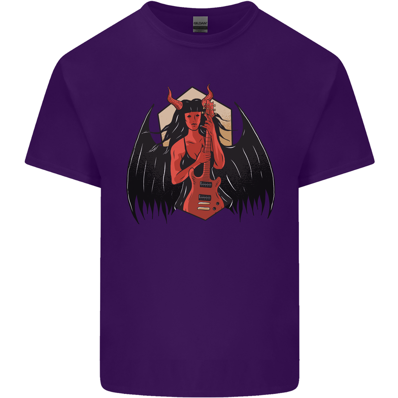 Devil Woman Guitar Death Heavy Metal Rock Mens Cotton T-Shirt Tee Top Purple