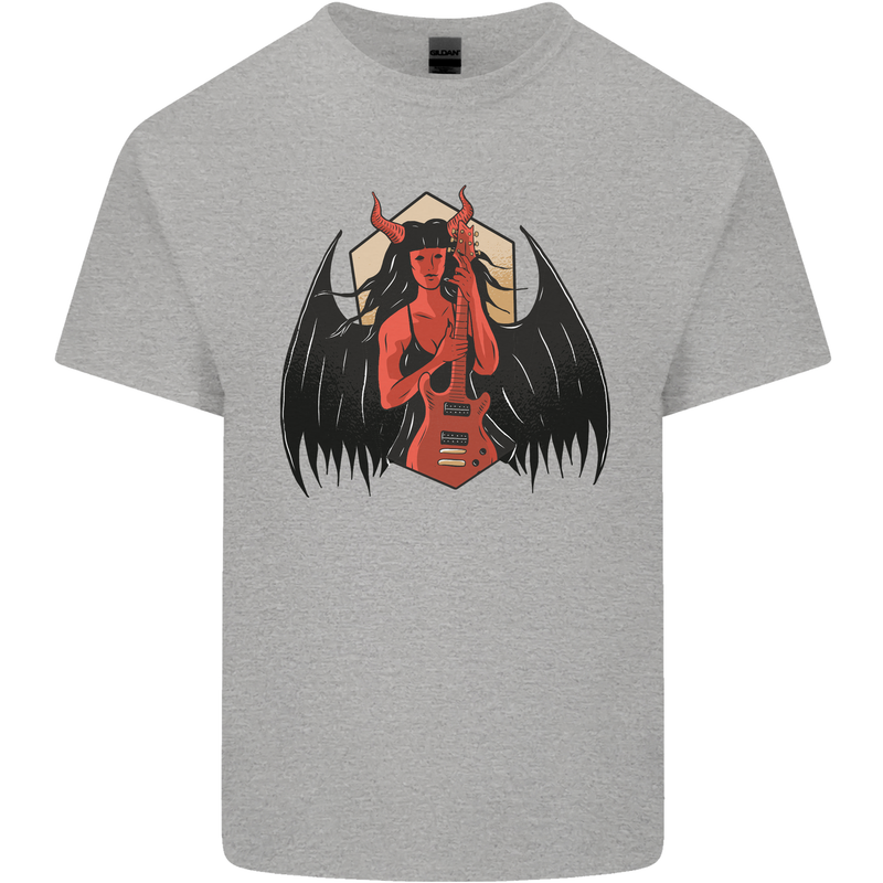 Devil Woman Guitar Death Heavy Metal Rock Mens Cotton T-Shirt Tee Top Sports Grey