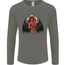 Devil Woman Guitar Death Heavy Metal Rock Mens Long Sleeve T-Shirt Charcoal
