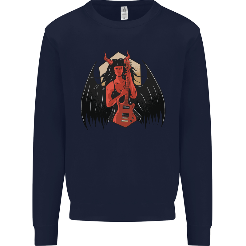 Devil Woman Guitar Death Heavy Metal Rock Mens Sweatshirt Jumper Navy Blue