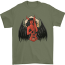 Devil Woman Guitar Death Heavy Metal Rock Mens T-Shirt 100% Cotton Military Green