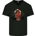 Devil Woman Guitar Death Heavy Metal Rock Mens V-Neck Cotton T-Shirt Black
