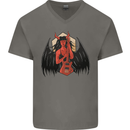Devil Woman Guitar Death Heavy Metal Rock Mens V-Neck Cotton T-Shirt Charcoal