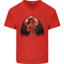 Devil Woman Guitar Death Heavy Metal Rock Mens V-Neck Cotton T-Shirt Red
