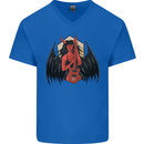 Devil Woman Guitar Death Heavy Metal Rock Mens V-Neck Cotton T-Shirt Royal Blue