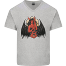 Devil Woman Guitar Death Heavy Metal Rock Mens V-Neck Cotton T-Shirt Sports Grey