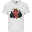 Devil Woman Guitar Death Heavy Metal Rock Mens V-Neck Cotton T-Shirt White