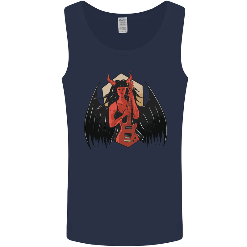 Devil Woman Guitar Death Heavy Metal Rock Mens Vest Tank Top Navy Blue