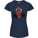 Devil Woman Guitar Death Heavy Metal Rock Womens Petite Cut T-Shirt Navy Blue