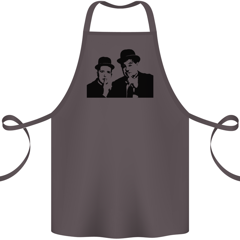 Dick and Doof Aka Laurel & Hardy Cotton Apron 100% Organic Dark Grey