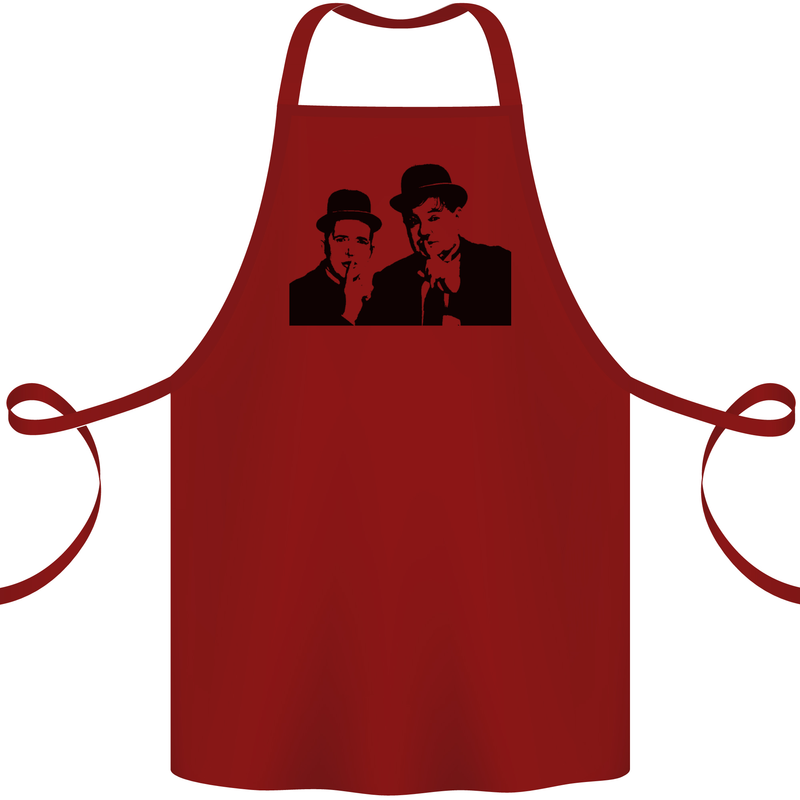 Dick and Doof Aka Laurel & Hardy Cotton Apron 100% Organic Maroon