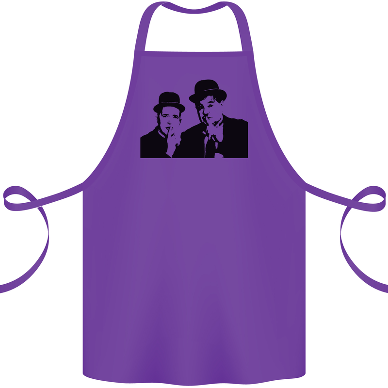 Dick and Doof Aka Laurel & Hardy Cotton Apron 100% Organic Purple