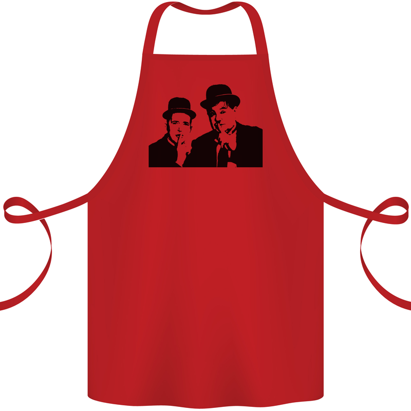 Dick and Doof Aka Laurel & Hardy Cotton Apron 100% Organic Red