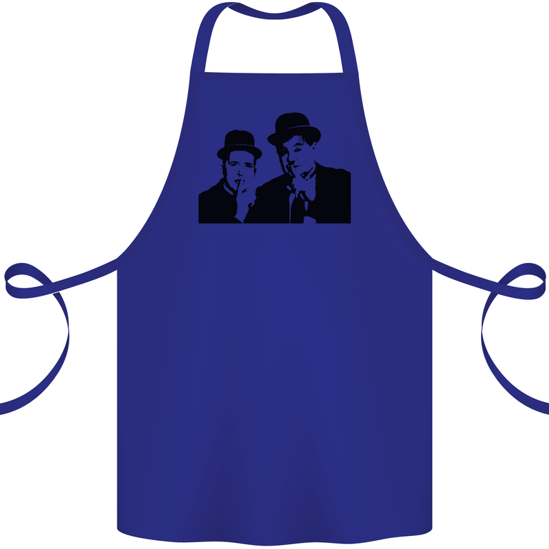 Dick and Doof Aka Laurel & Hardy Cotton Apron 100% Organic Royal Blue